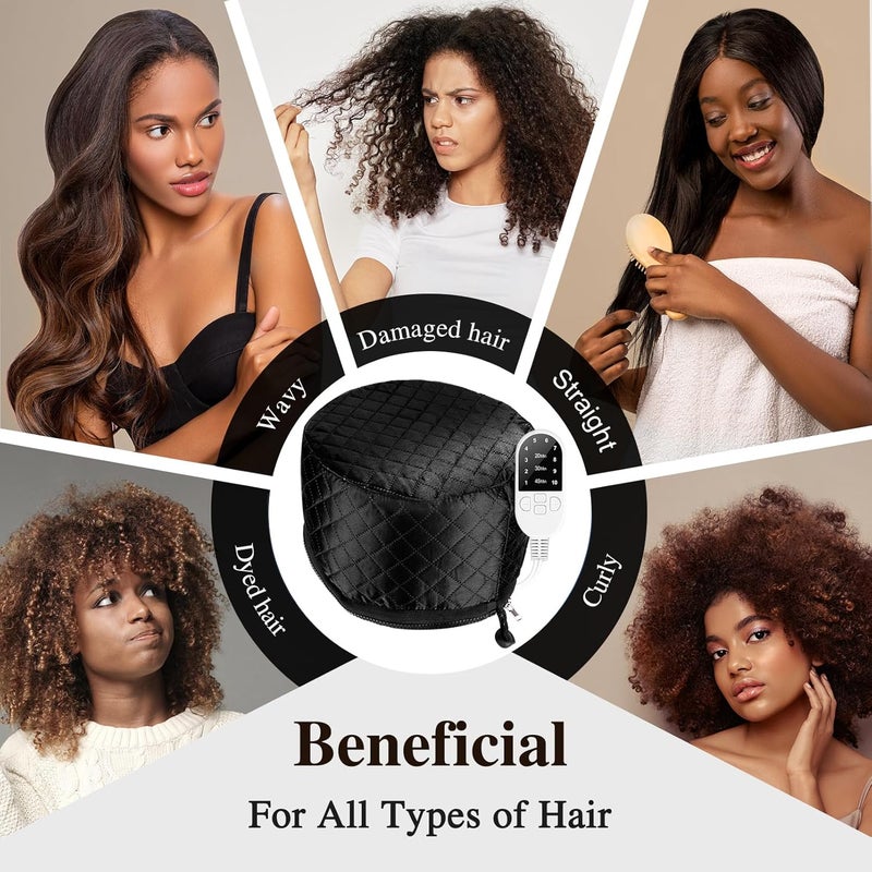 aopow Heat Cap for Deep Conditioning: 10-Level Heats Up Quickly 3 Time Settings Hair Steamer for Natural Hair Home Use Thermal Steam Cap for Black Hair Portable Heating Caps - Image 5